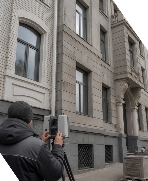 Лазерное сканирование фасадов зданий для обследования в Березниках